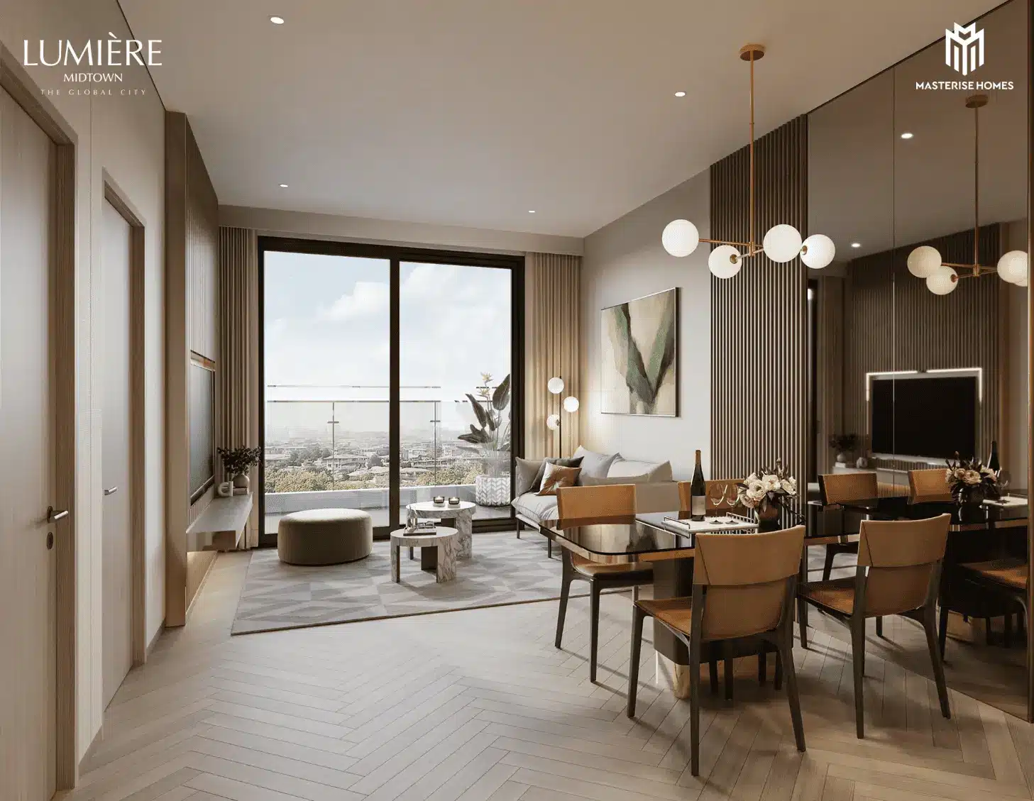 Không gian sống tại LUMIÈRE Midtown kết hợp hài hòa giữa kiến trúc hiện đại và thiên nhiên ngập tràn ánh sáng.