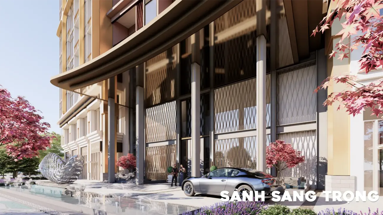 Lối vào sang trọng của căn hộ cao cấp tại Charmora City, dự án đẳng cấp quốc tế ở Khánh Hòa.